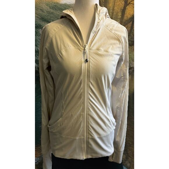 Lululemon Jacket In Flux Womens 10 Hoodie White Reversible Dance Studio Stretch - Picture 1 of 16